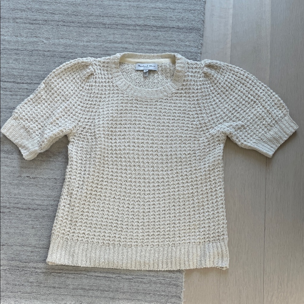 Michael Stars Cream Textured Knit Sweater